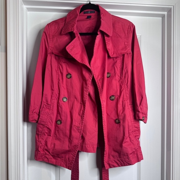 Gap Women's 💯Cotton Peach Button Front Long Sleeve Short Trench / Jacket - Large - Picture 1 of 7
